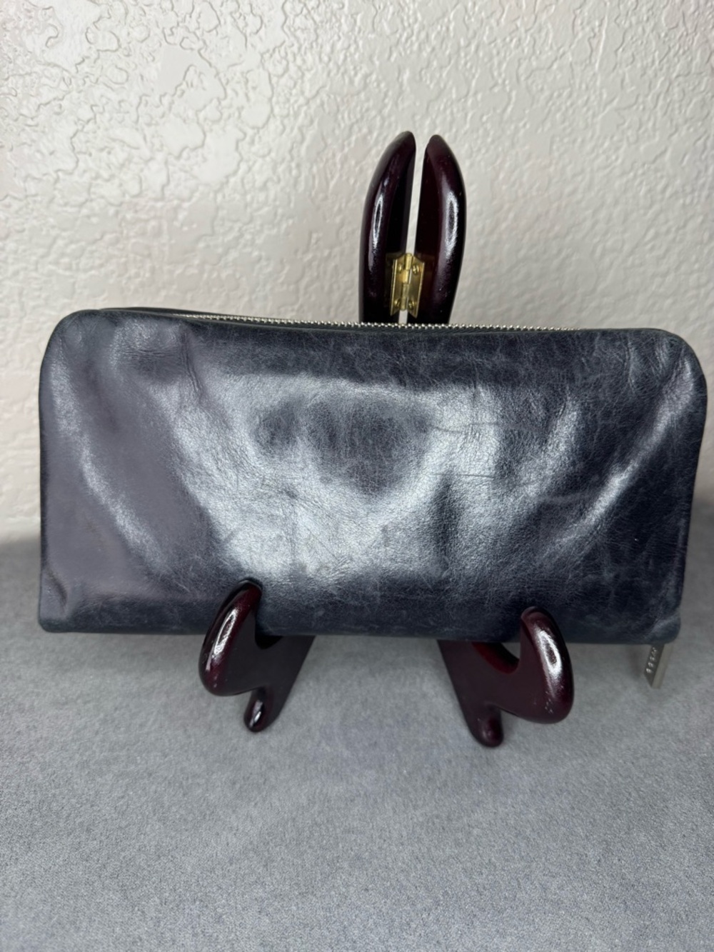 Hobo Genuine Leather Zip Around Wallet Organizer Black